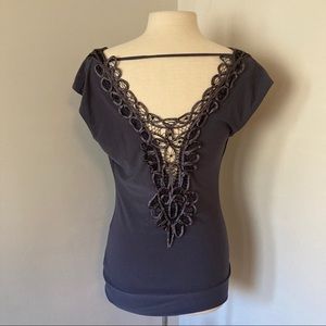 Elegant Black Lace Back Women's Top